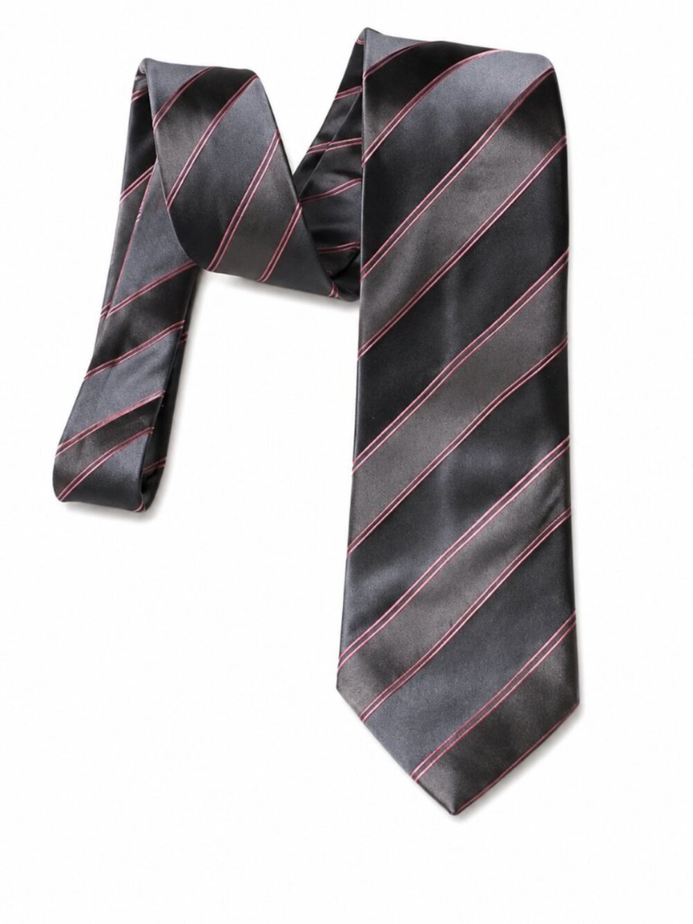 Brioni 100% Silk Gray Pink Stripe Tie - Picture 4 of 6